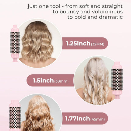 3PCS Interchangeable Curling Iron Set with Ceramic Hot Brush for Hair