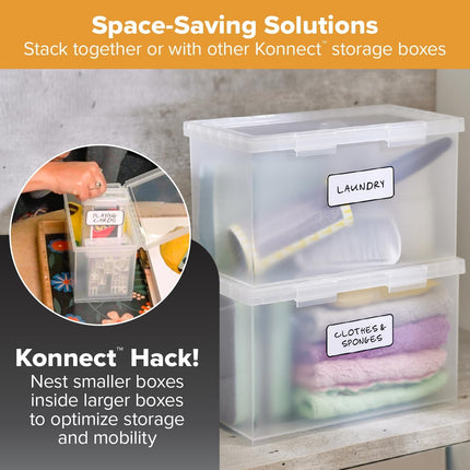 2 Pack Konnect 4 Qt Storage Containers w/ Lids Clear Office Organizer