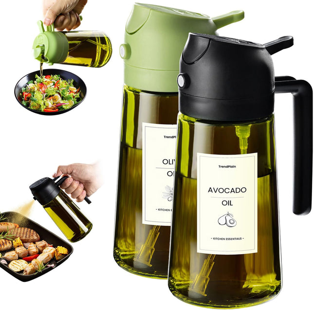 Original 16oz 470ml Olive Oil Dispenser Bottle Sprayer Black Green Kitchen Tool