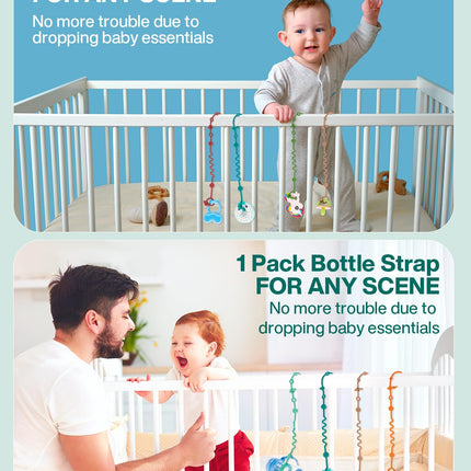 5PCS Baby Toy Straps, Adjustable Stroller Toy Holder & Silicone Tether Clips