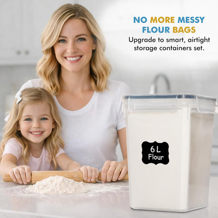 Flour & Sugar Storage Containers Set – 3-Piece, Airtight, BPA-Free for Kitchen