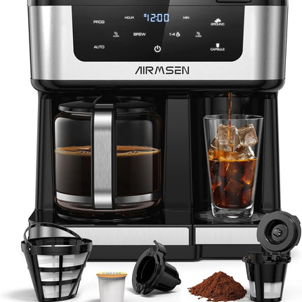 12 Cup Programmable Dual Coffee Maker K Cup Pod & Ground Coffee Machine