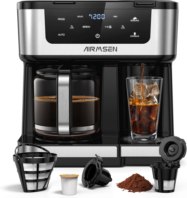 12 Cup Programmable Dual Coffee Maker K Cup Pod & Ground Coffee Machine