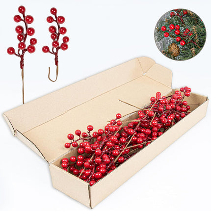 32PCS Christmas Red Berry Stems – 6.5" Artificial Picks for Winter Decor