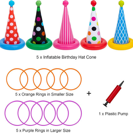 Inflatable Ring Toss Game 5 Pack with 10 Rings Family Party Yard Game