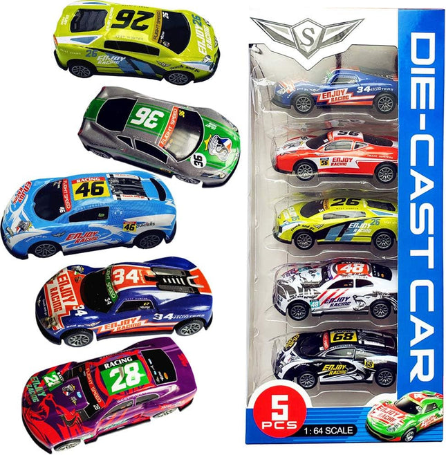 5 Pack Diecast Racing Cars 3 Inch, Pull Back Metal Toy Vehicles for Kids and Toddlers