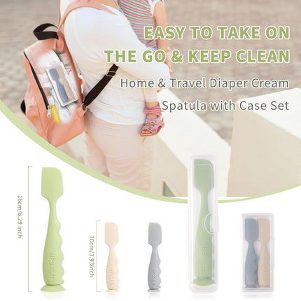 Baby Diaper Cream Spatula Set – 1 Large & 2 Mini with Travel Cases
