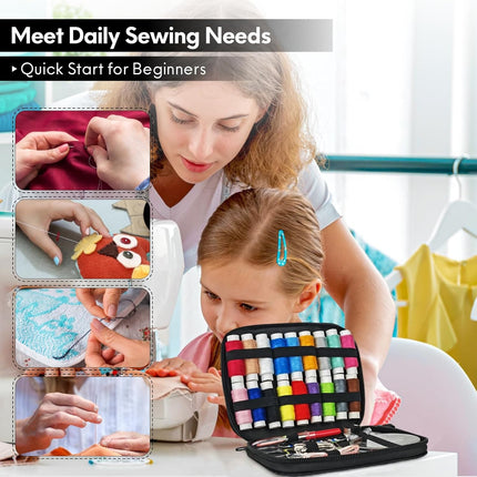 87PCS Sewing Kit with Embroidery Supplies Needles Thread Scissors Set