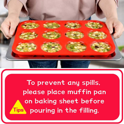 12-Cup Nonstick Silicone Baking Pan – Regular Size Muffin & Cupcake Mold