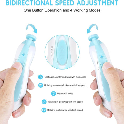 Electric Baby Nail File – 6-in-1 Safety Trimmer for Fingers & Toes (Blue)