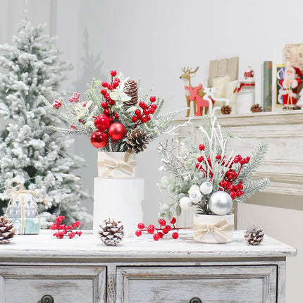 2PCS Small Christmas Trees – 11" Artificial Mini Potted Tabletop Christmas Decorations