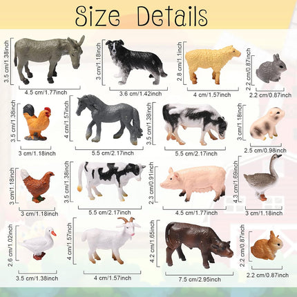 16 Pcs Animal Figurines by Namalu – Jungle & Farm Animals for Cake Toppers & Parties