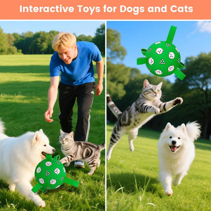 Dog Soccer Ball with Straps Durable Outdoor Toy for Medium Large Dogs
