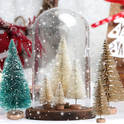 8pcs Mini Christmas Trees – Snow Frosted Bottle Brush Tabletop Holiday Décor