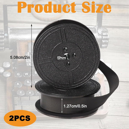 2 Pair Black Typewriter Ribbon Twin Spool Universal Ink Ribbon Replacement Set