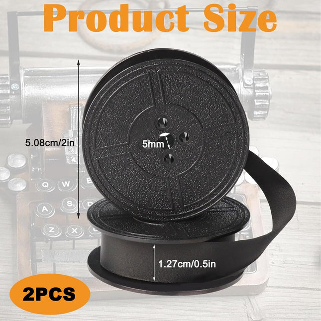 2 Pair Black Typewriter Ribbon Twin Spool Universal Ink Ribbon Replacement Set