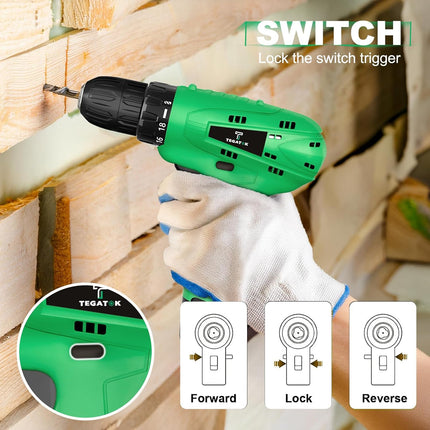 12V Electric Drill Set – Power Drill with LED, Battery, Charger, Bits & 18+1 Torque Settings
