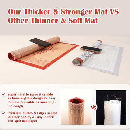 Extra Large Silicone Pastry Mat 28x20 Non Stick Baking Dough Rolling Mat Red