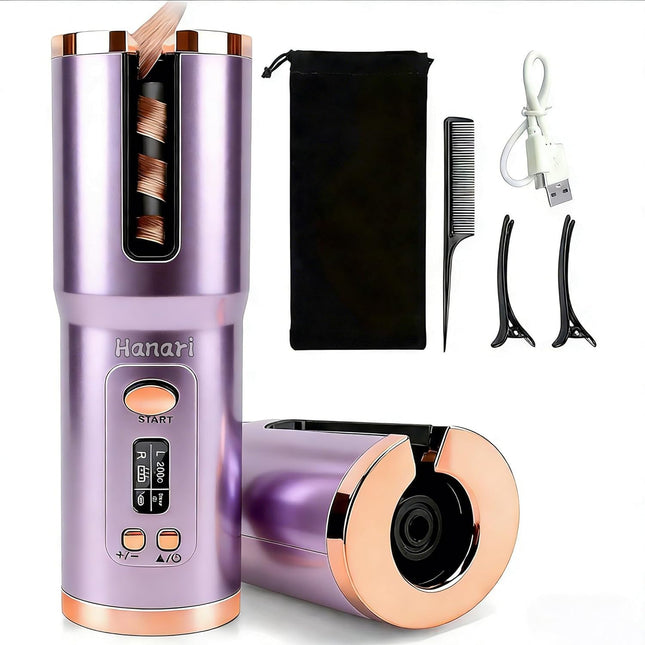 Cordless Automatic Curling Iron 6500mAh Battery Ceramic Hair Curler