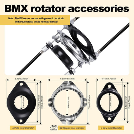 BMX Gyro Brake Cable Set Front Rear, Upper Lower Cables with Spinner Rotor 20in Bikes