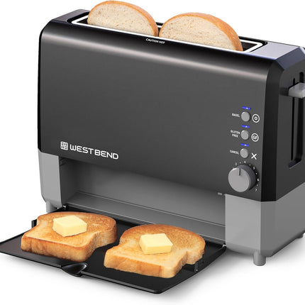 Wide Slot 2-Slice Bread Toaster with Removable Tray and Cool Touch Body