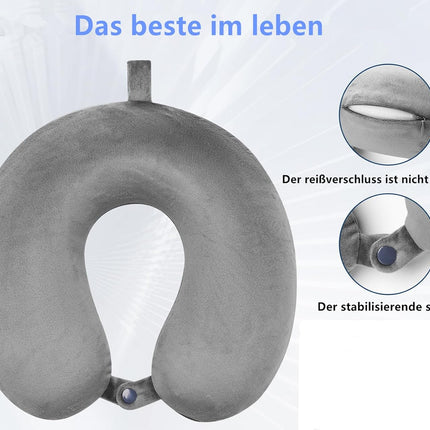 100% Memory Foam Travel Pillow – Comfortable U-Shape for Airplane & Car