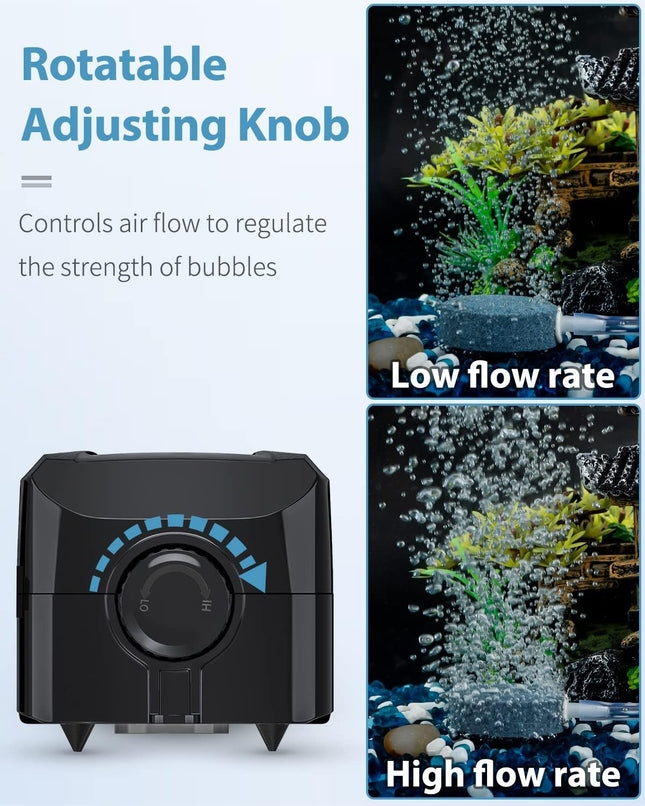 Fish Tank Aerator Air Pump – Dual Outlet, Includes Accessories, 5–200 Gal