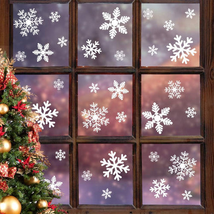 135Pcs Holiday Window Clings – Christmas Snowflake Stickers for Home & Party