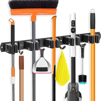 Heavy Duty Broom Holder Wall Mount for Garage & Laundry Room Storage