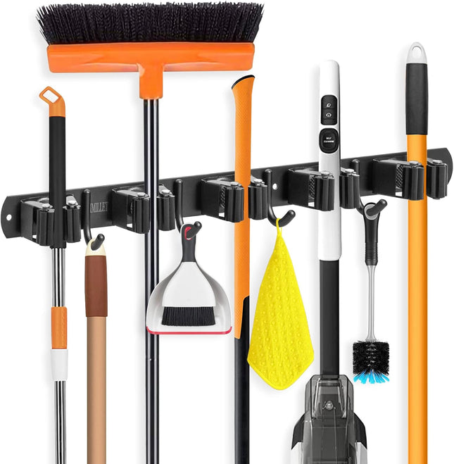 Heavy Duty Broom Holder Wall Mount for Garage & Laundry Room Storage