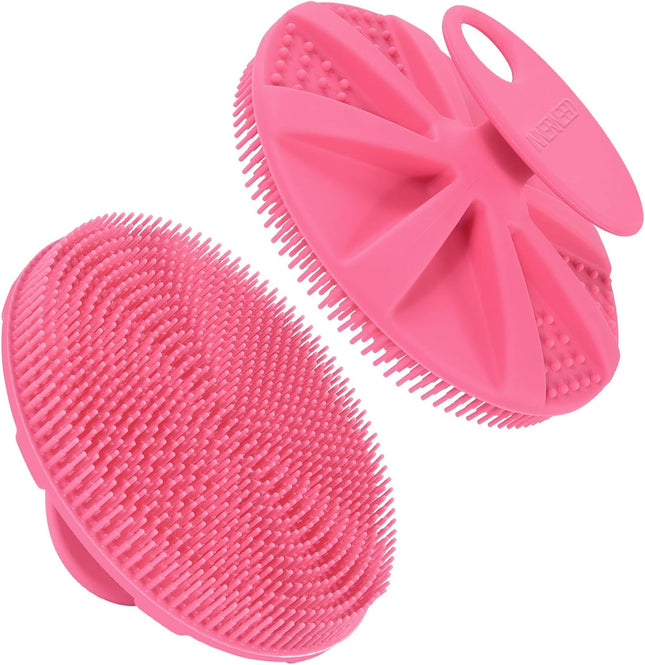 Silicone Body Scrubber – Handheld Shower Brush, Gentle Exfoliating, Pink