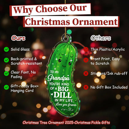 Funny Grandpa Pickle Ornament – Crystal Christmas Tree Decoration Gift