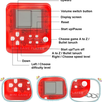 Mini Game Keychain Party Favors, 6PCS, Video Games for Kids Birthday