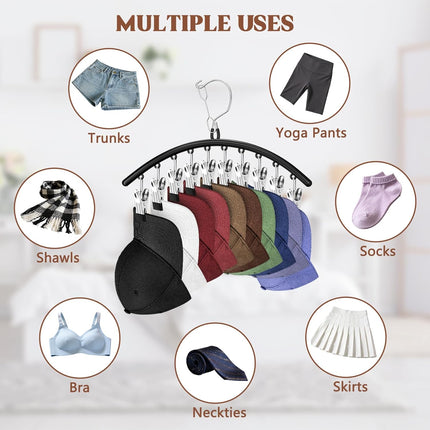 3 Pack Closet Hat Organizer Metal Cap Storage Rack with 30 Clips Black