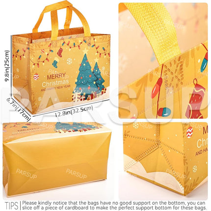 4-Piece Christmas Tote Bags – Bronzing Gift Bags with Handles for Xmas