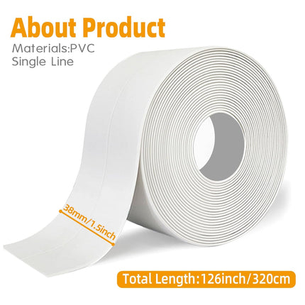 Waterproof Caulk Strip – Self-Adhesive 1.5” x 10.5ft for Toilet & Tub Edges