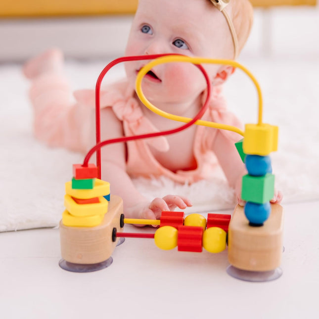 Wooden Bead Maze Baby Toy with Suction Cups Toddler Learning Toy Ages 1+