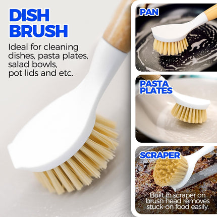6 Pack Dish Brush Set with Bottle Brush Scrubber Long Handle Kitchen Tools
