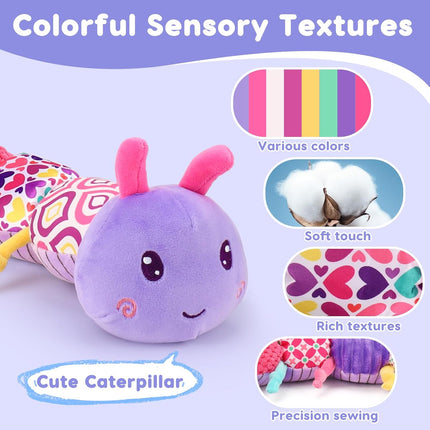 Baby Musical Caterpillar Plush Toy, Crinkle Rattle Sensory Toy 0-12M