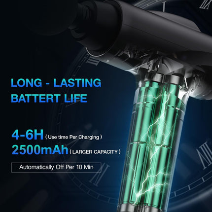 Massage Gun Deep Tissue 30 Speeds 9 Attachments Quiet Muscle Massager Grey Pain