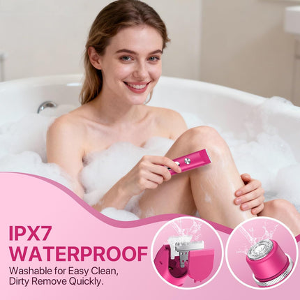 Bikini Trimmer for Women 2 in 1 Rechargeable Electric Razor IPX7 Waterproof Pink