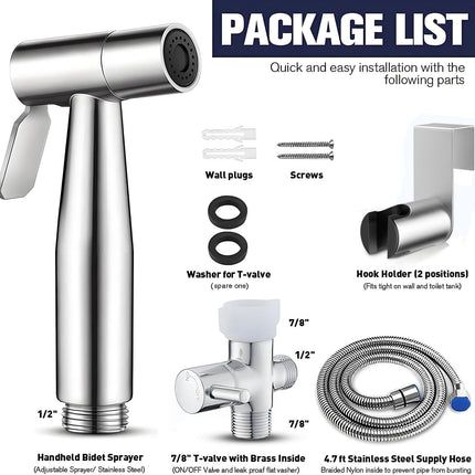 Handheld Bidet Sprayer for Toilet Stainless Steel Bathroom Sprayer Set