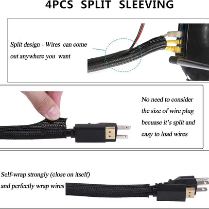 192 PCS Cable Management Kit with Sleeves, Clips, Ties & Straps for Desk & TV