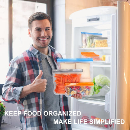 10-Pack Reusable Food Storage Bags – Leakproof, BPA-Free, Dishwasher Safe