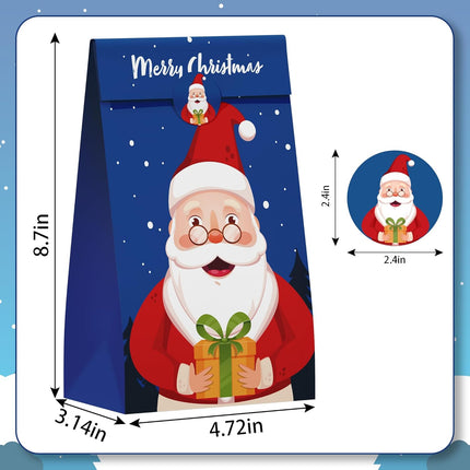 24PCS Christmas Treat Bags – Gift Bags with Stickers for Kids & Party