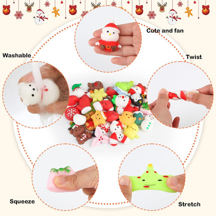 36 PCS Christmas Mochi Squishy Toys – Stress Reliever Squeeze Toys for Kids