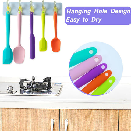 5 Pc Silicone Spatula Set Multicolor Heat Resistant Baking Cooking BPA Free