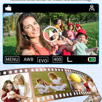 Portable Kids Camera 1080P FHD 48MP 16X Zoom Anti-Shake with SD Card