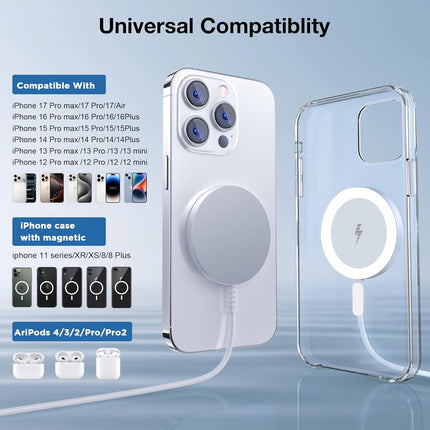 Portable MagSafe Wireless Charger for iPhone Series & AirPods with Aluminum