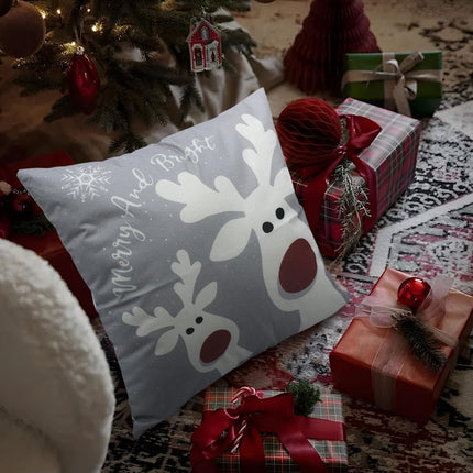 Christmas Pillow Covers 18x18 Set of 4 – Snowman, Deer, Tree, and Winter Holiday Decorations